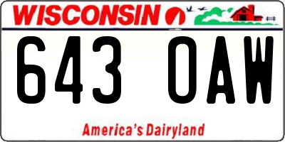 WI license plate 643OAW