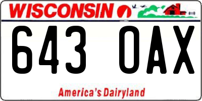 WI license plate 643OAX