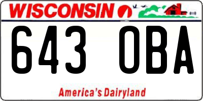 WI license plate 643OBA
