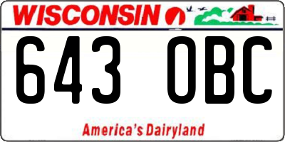 WI license plate 643OBC