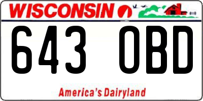 WI license plate 643OBD
