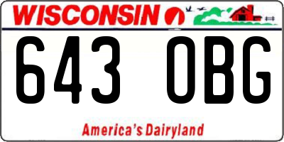 WI license plate 643OBG