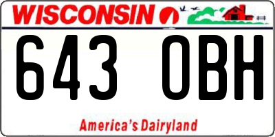 WI license plate 643OBH