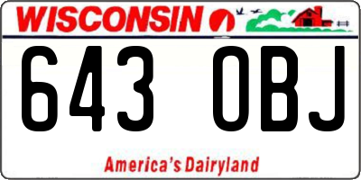 WI license plate 643OBJ