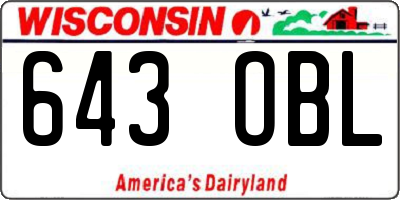 WI license plate 643OBL