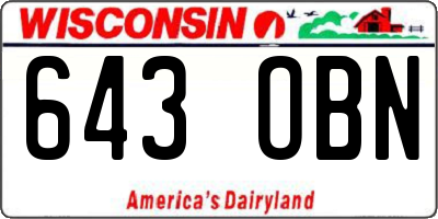 WI license plate 643OBN
