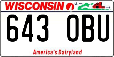 WI license plate 643OBU