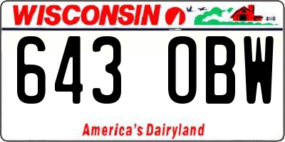 WI license plate 643OBW