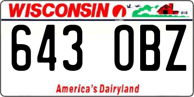 WI license plate 643OBZ