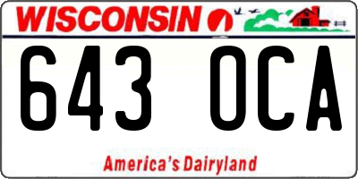 WI license plate 643OCA