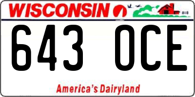 WI license plate 643OCE