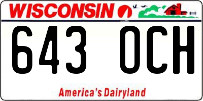 WI license plate 643OCH