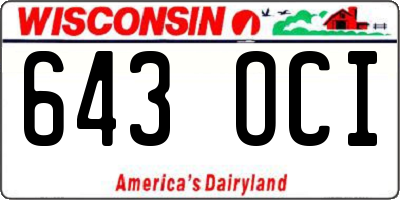 WI license plate 643OCI