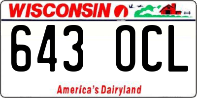 WI license plate 643OCL