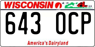 WI license plate 643OCP
