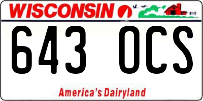 WI license plate 643OCS