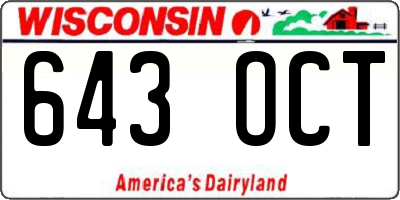 WI license plate 643OCT