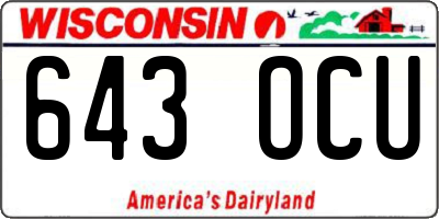 WI license plate 643OCU