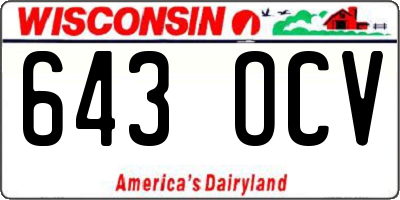 WI license plate 643OCV