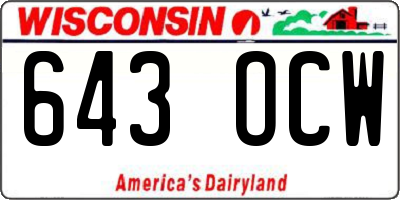 WI license plate 643OCW