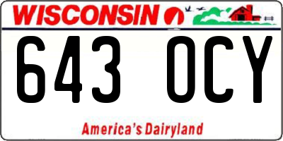 WI license plate 643OCY