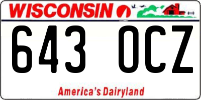 WI license plate 643OCZ