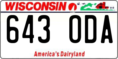 WI license plate 643ODA