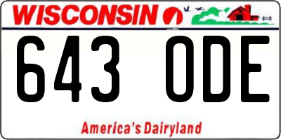 WI license plate 643ODE