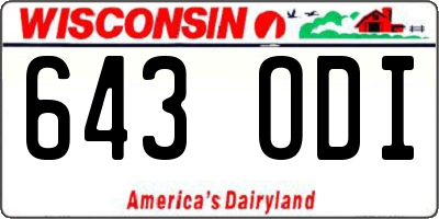 WI license plate 643ODI