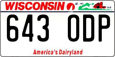 WI license plate 643ODP