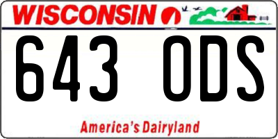 WI license plate 643ODS