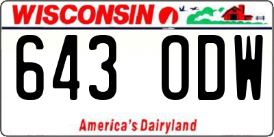 WI license plate 643ODW