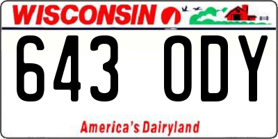 WI license plate 643ODY