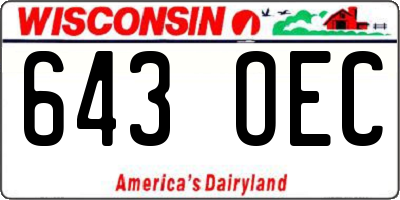WI license plate 643OEC