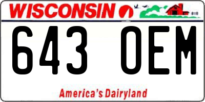 WI license plate 643OEM