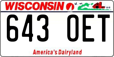 WI license plate 643OET