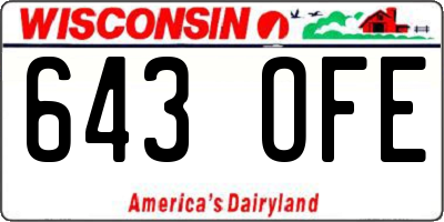 WI license plate 643OFE