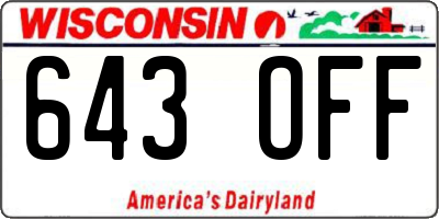 WI license plate 643OFF