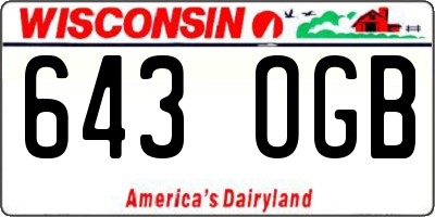 WI license plate 643OGB