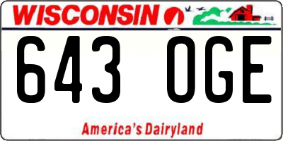 WI license plate 643OGE