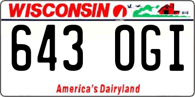 WI license plate 643OGI