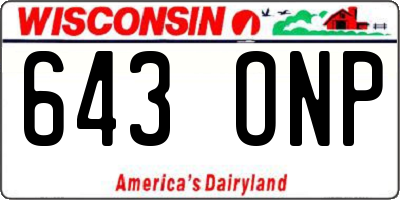 WI license plate 643ONP