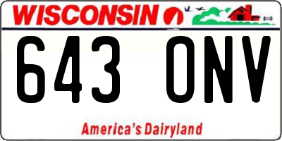 WI license plate 643ONV
