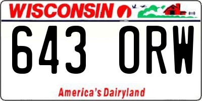 WI license plate 643ORW