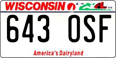 WI license plate 643OSF