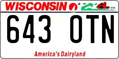 WI license plate 643OTN