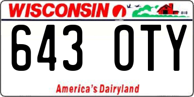 WI license plate 643OTY
