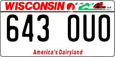 WI license plate 643OUO