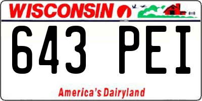 WI license plate 643PEI