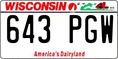 WI license plate 643PGW